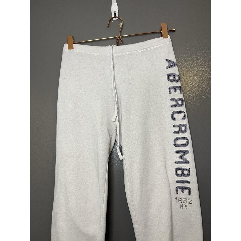 Abercrombie & Fitch Sweatpants Womens Small White Logo French Terry Lounge
